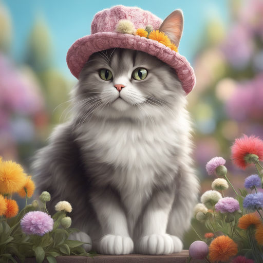 pretty-bee592: Cute cat wearing nursing hat, surrounded by flowers