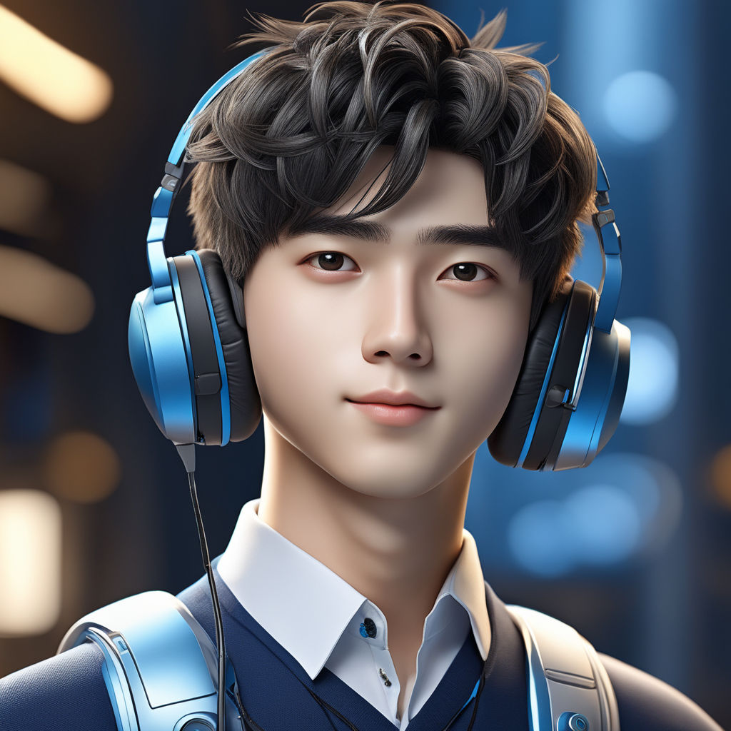 anime boy with headphones