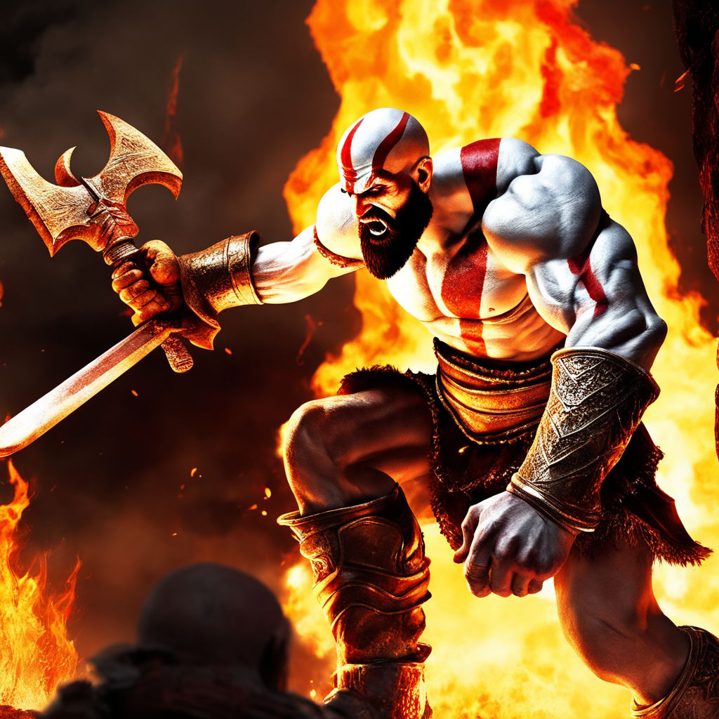 kratos is shouting in his spartan rage type - Playground