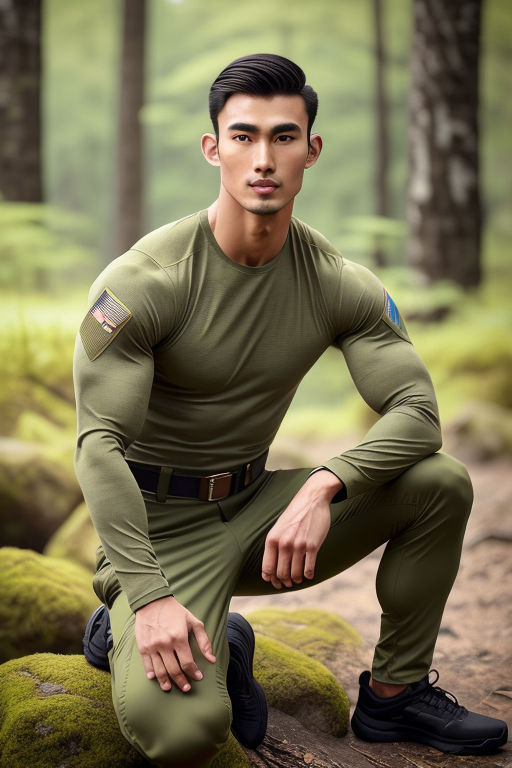 Hunky Men in Uniform  Big Muscles in Tight Shirt