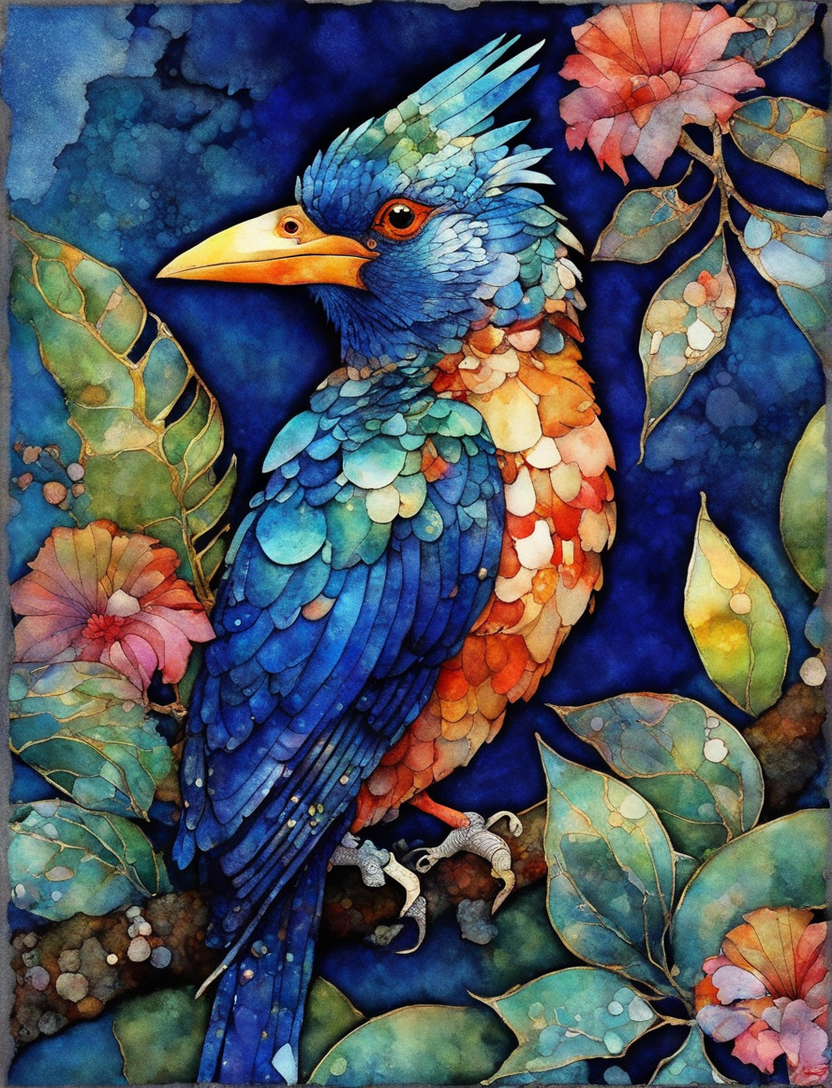 JPEGPNG Digital Download Blue Jay Watercolor Painting Bird 