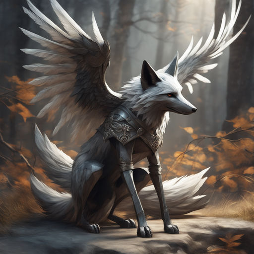 drawings of wolf with wings