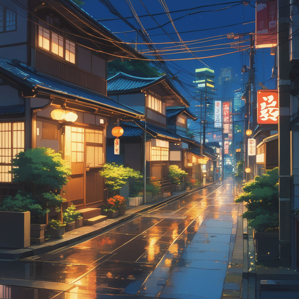 Anime Girl Night City Alley Walking Wallpaper iPhone Phone 4K #1300f