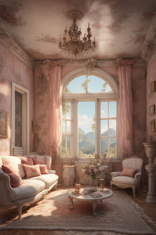 Shabby Chic Living Room Painting Watercolour Hyper Realistic Intricate  Detail · Creative Fabrica