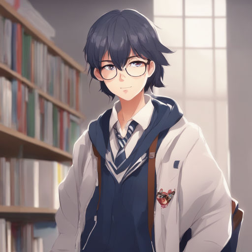 Premium AI Image | a series of pictures of anime characters including a  girl with glasses.