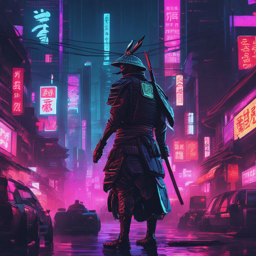 Cyberpunk Ronin in a Neon City - HD Mobile Walls