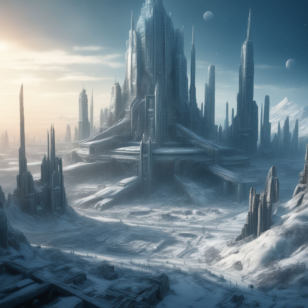 sci fi cities on ice planets