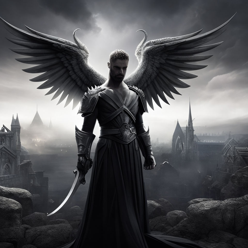 black winged archangel warrior