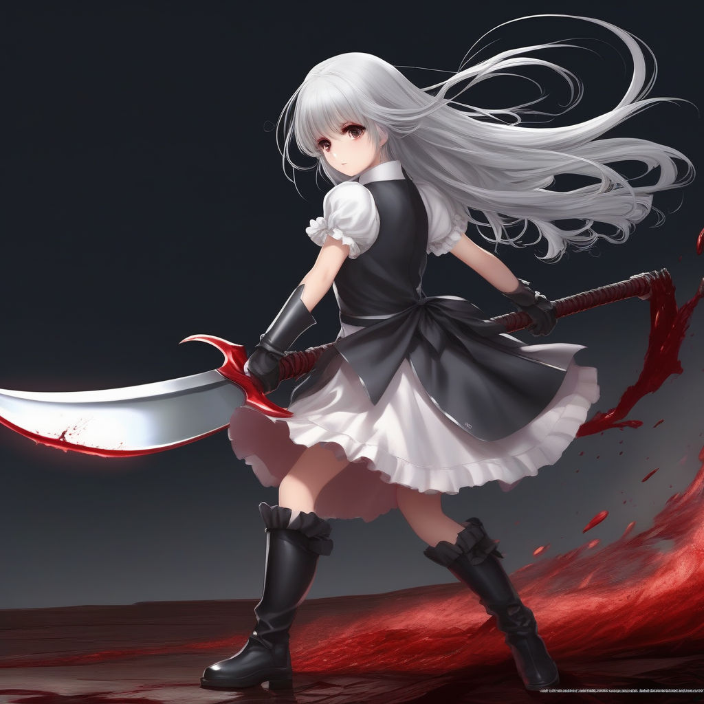 Anime Cosplay Woman with Sword in Suit and White Wig Stock Image - Image of  stockings, legs: 185538169