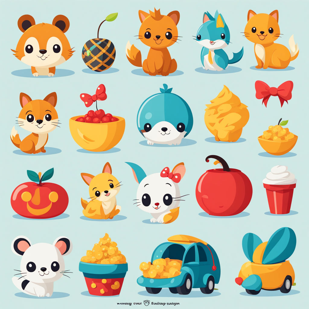 Kawaii cute animal stickers sheet ultra high details - Playground