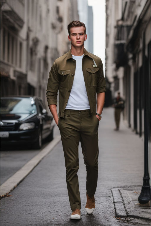 Sharkskin Khaki Safari Suit - Hangrr