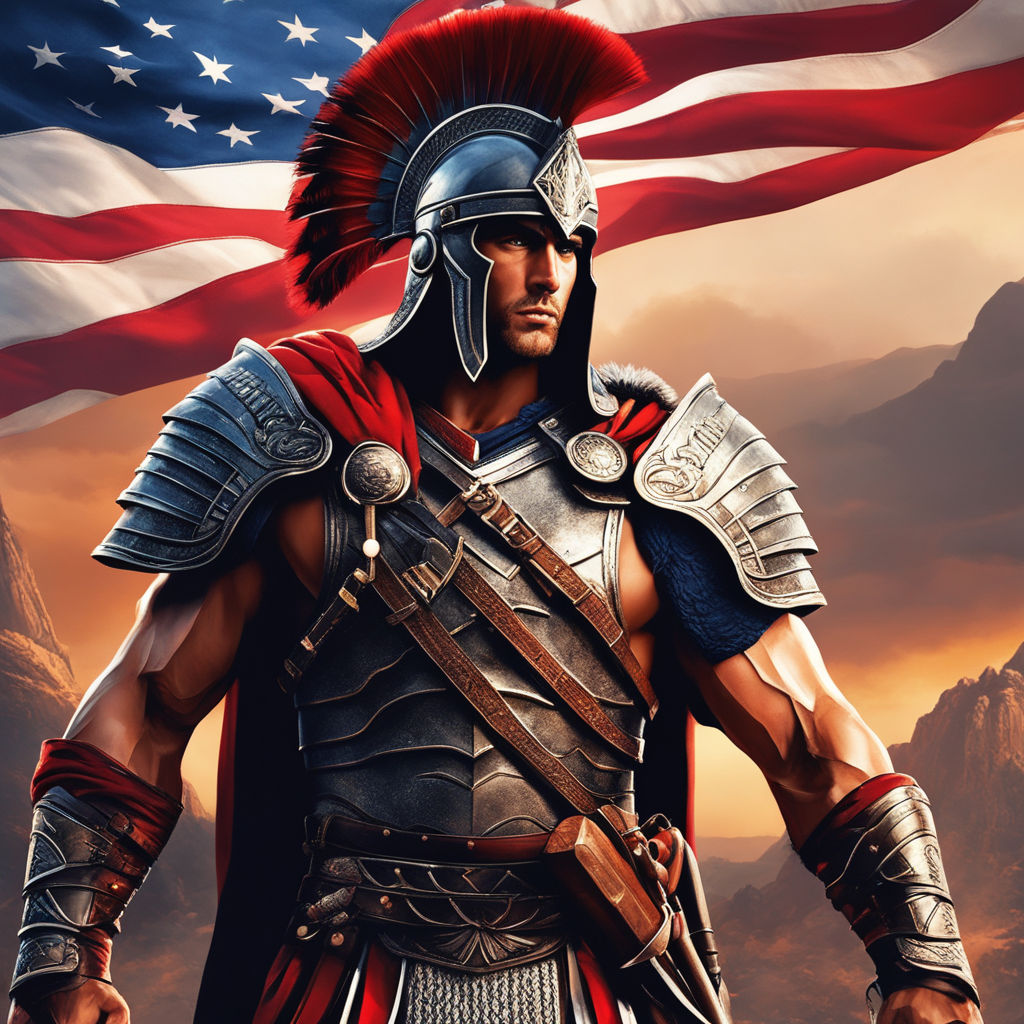 american flag with spartan helmet logo - Playground