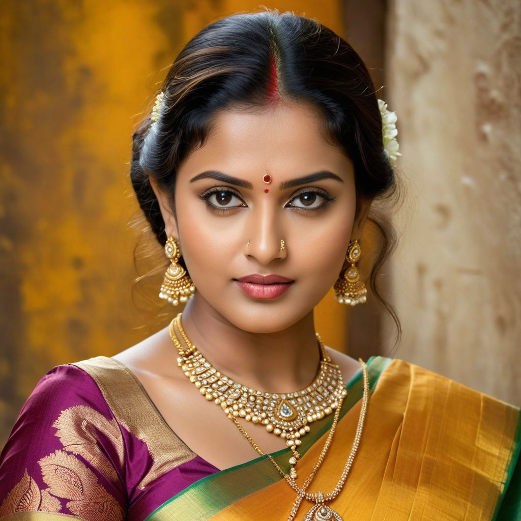 a Tamil woman wearing a saree