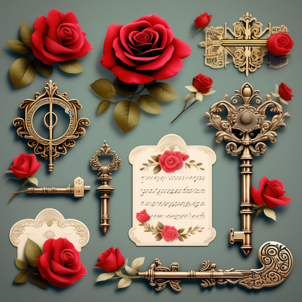 Rose and key tattoo. Rose in old key. Old school. Vector illustration  16427472 Vector Art at Vecteezy
