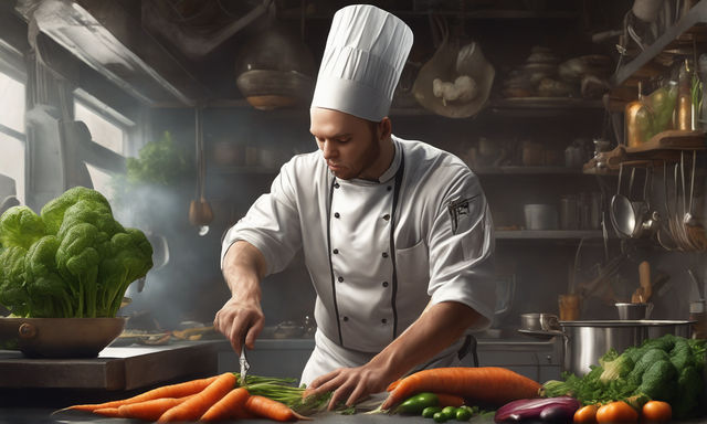 Chef mature man cook wear apron in kitchen. Handsome man preparing food in  kitchen. Guy cooking a tasty meal. Man on kitchen with meat and vegetables  Stock Photo - Alamy