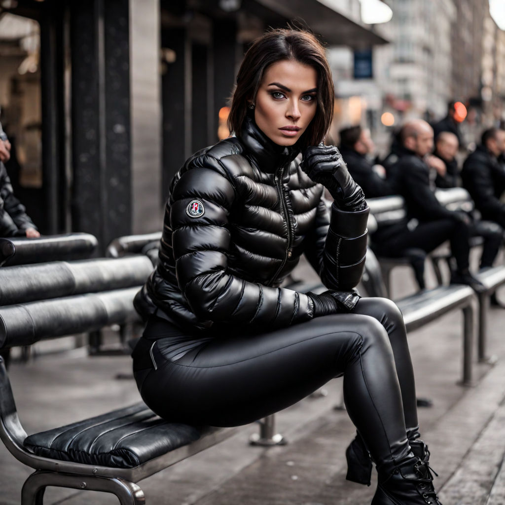 wearing shiny legging and leather gloves - Playground