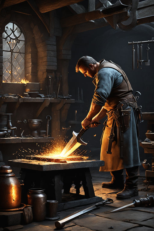 medieval blacksmith painting