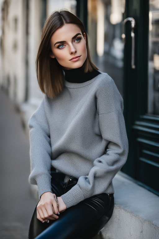 wearing a a white turtle neck sweater dress - Playground