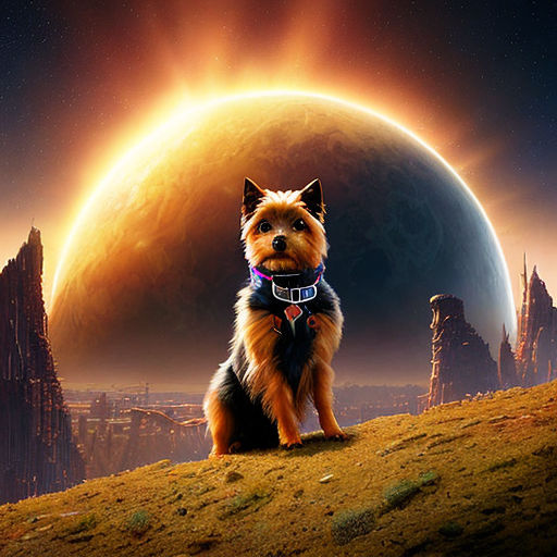 Planet full of cute dogs playing with frisbees\