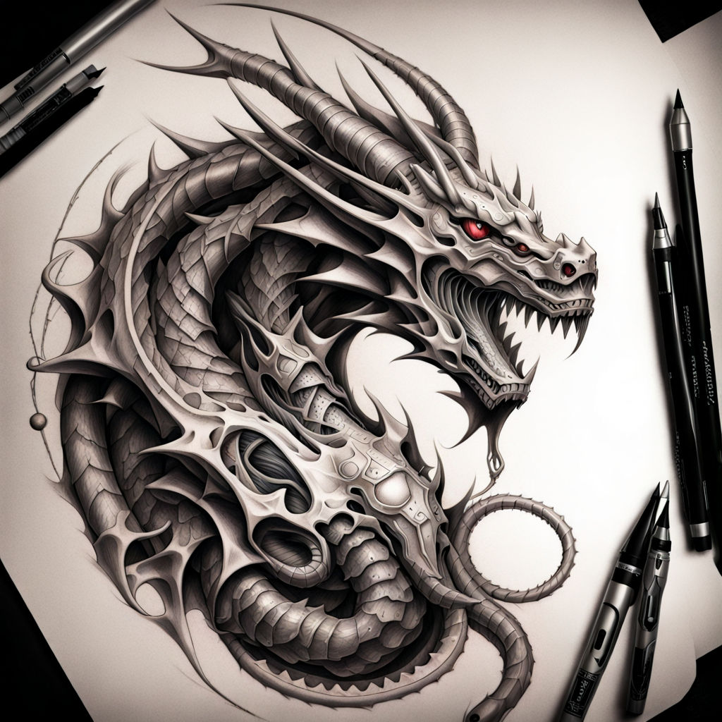 How To Draw a Traditional Dragon Head TATTOO STYLE!!! - YouTube