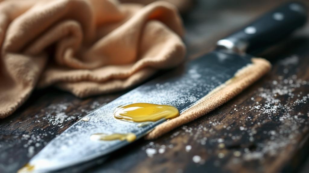 녹슨 주방 칼 - 칼날 보호를 위한 오일 도포 방법