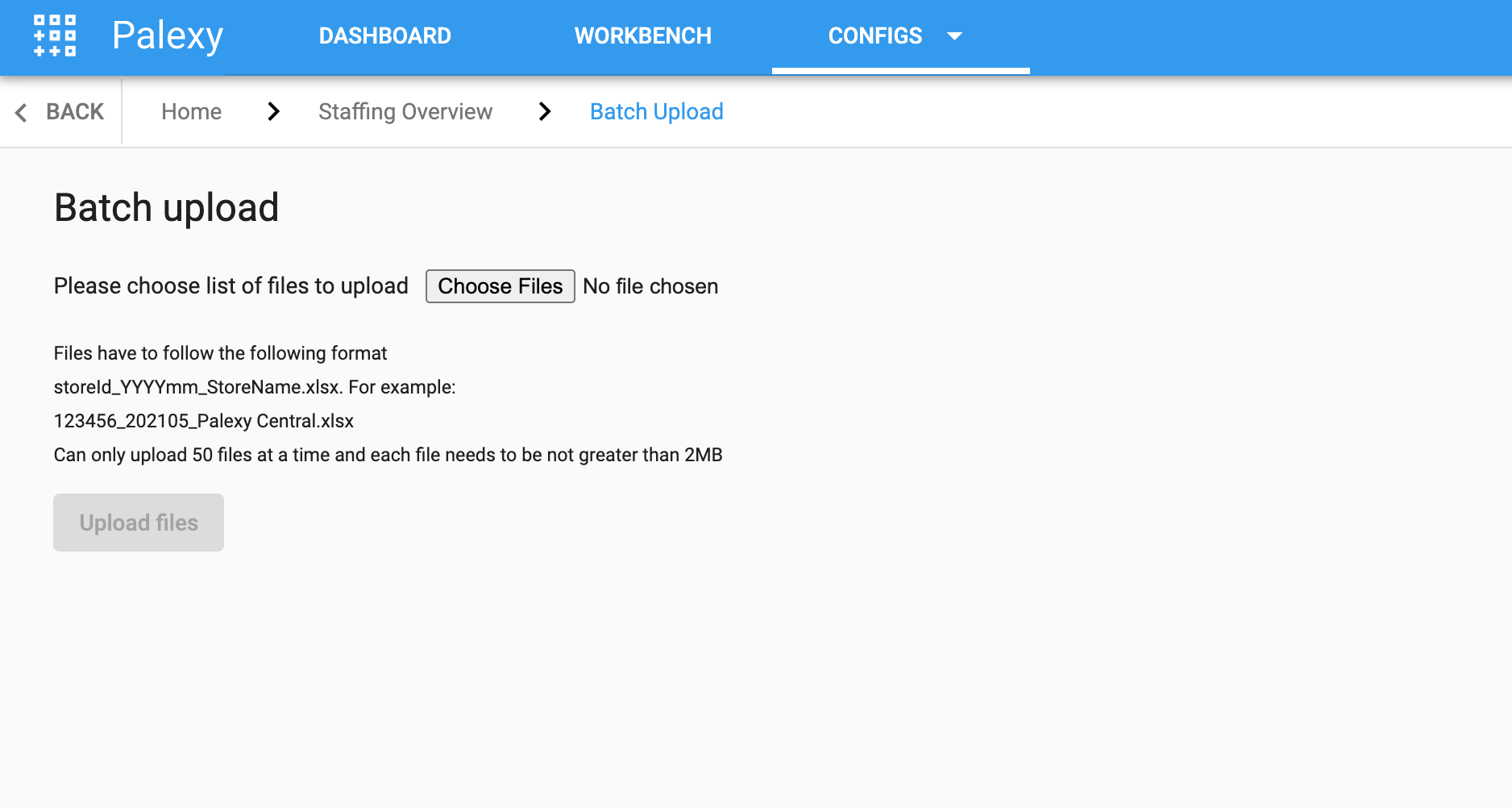 Staffing Upload Page