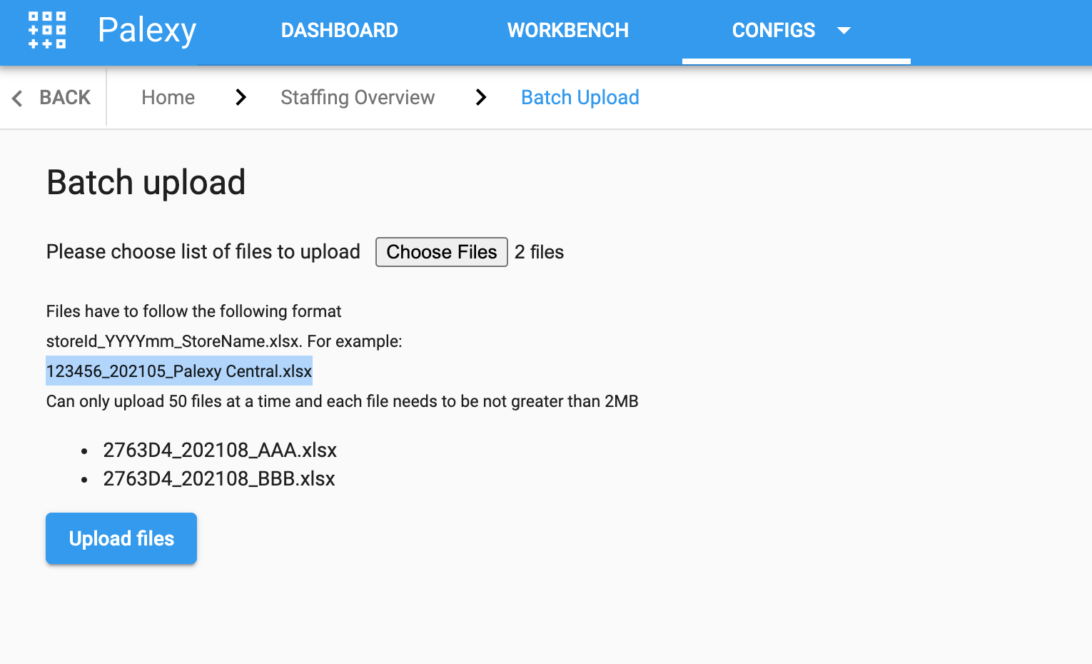 Staffing Upload Select Files