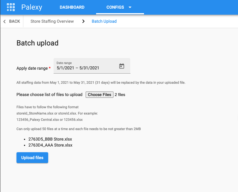 Staffing Upload Select Files