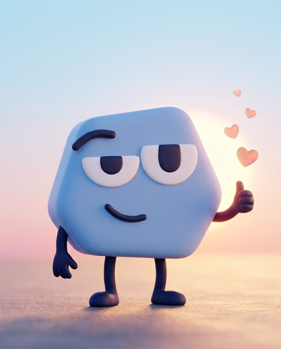 Pallie giving a supportive thumbs up with a warm sunrise — you've got this