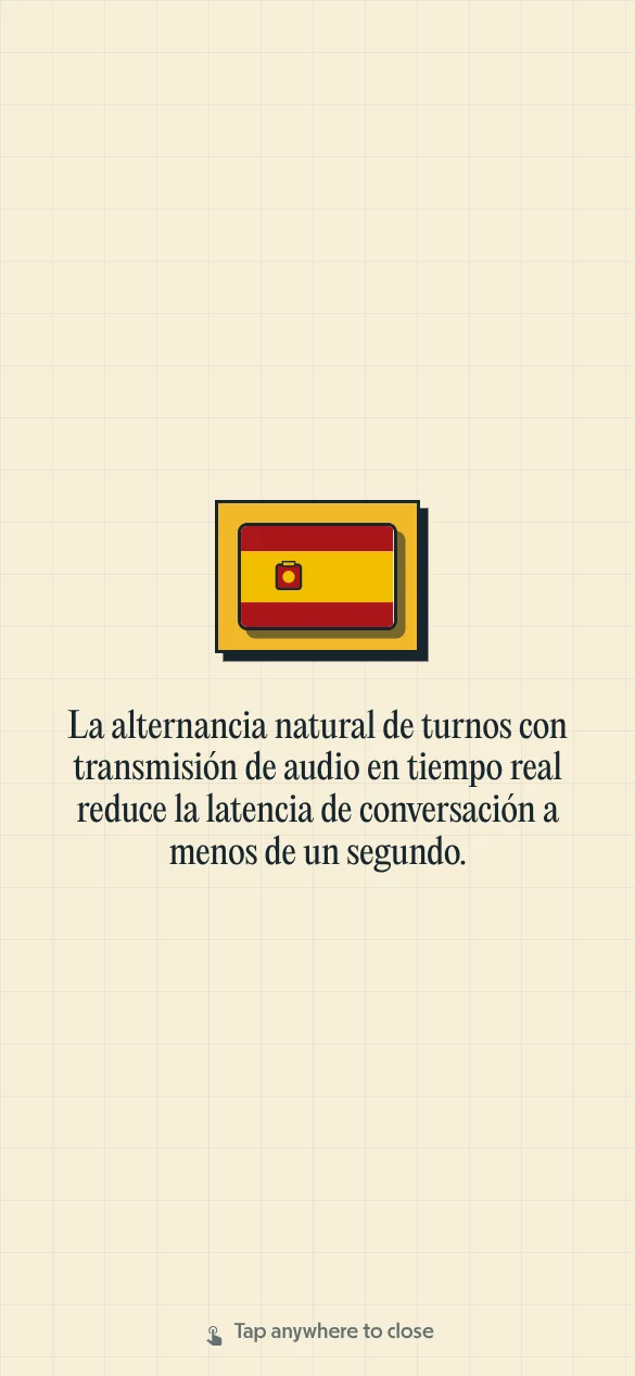 Modo pantalla completa de Pallie Traductor de Voz para dos personas compartiendo un teléfono en español y mandarín