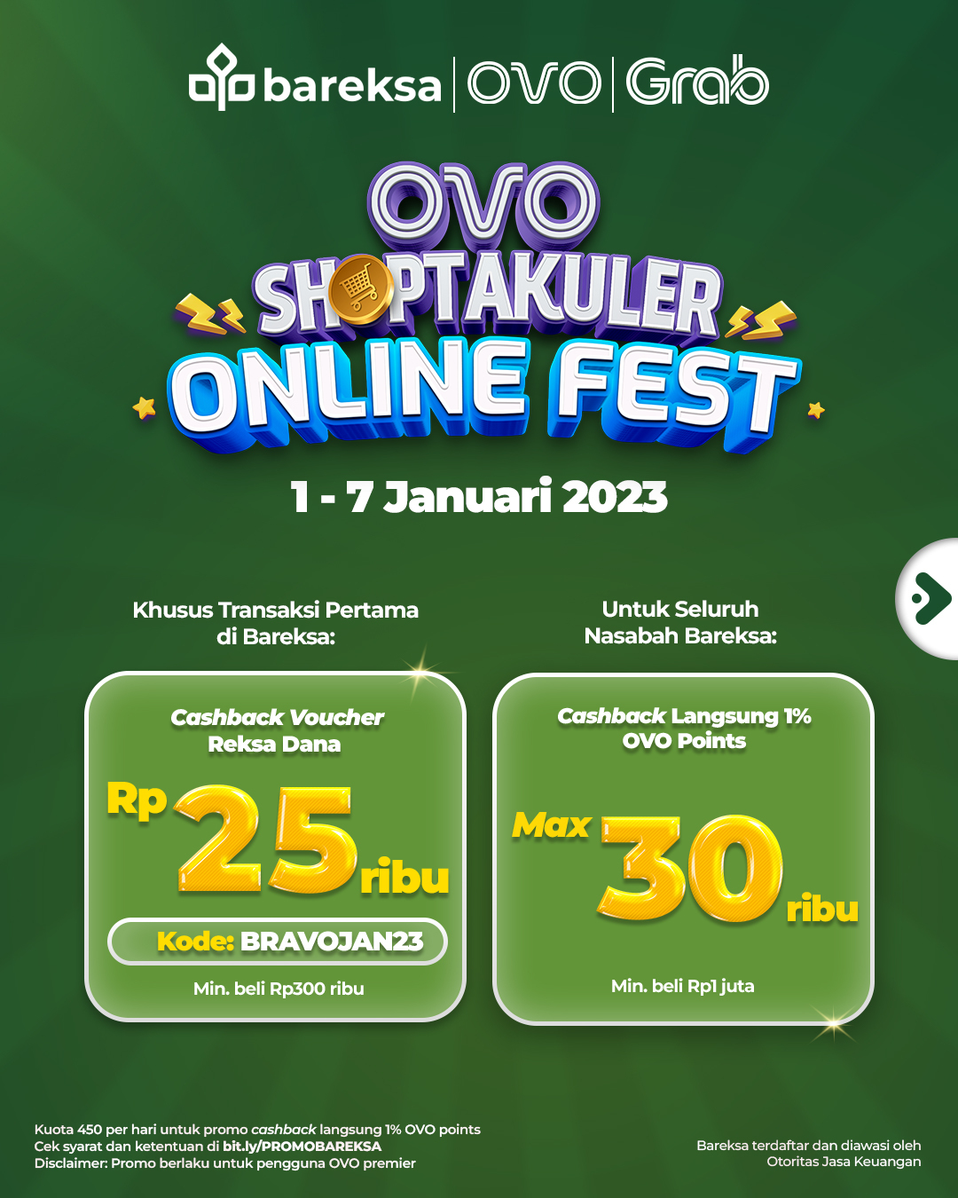 Promo OVO di Bareksa, Investasi Bisa Raih Reksadana dan Cashback Instan hingga Rp30 Ribu