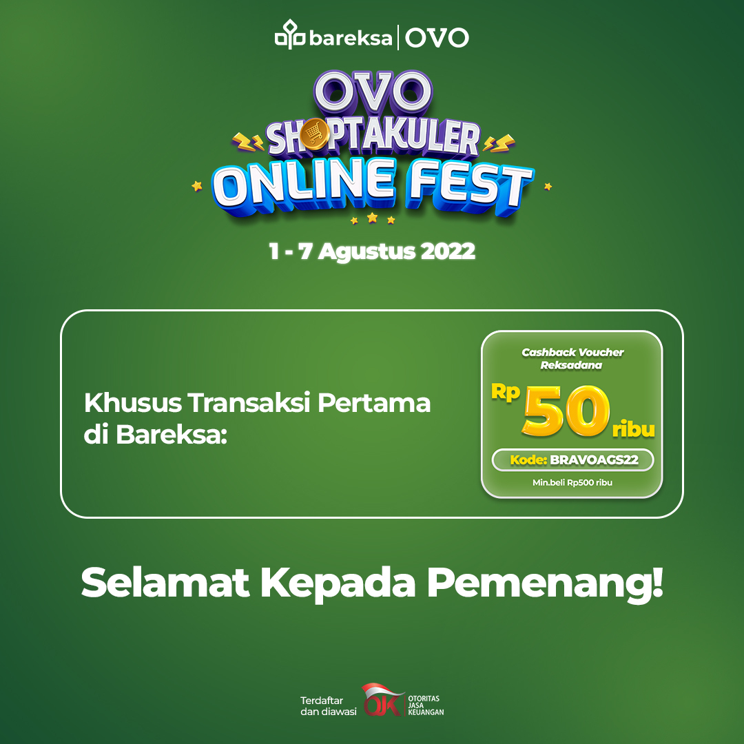 Selamat! Ini Daftar Pemenang Promo Bareksa OVO Berhadiah Reksadana Rp50 Ribu