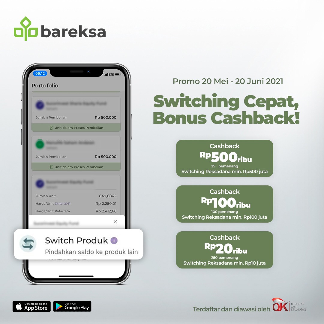 Coba Fitur Switching Bareksa, Raih Reksadana Hingga Rp500 Ribu