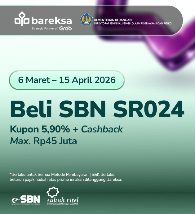 Promo SBN Syariah: Beli Sukuk Ritel SR024 di Bareksa Berhadiah hingga Rp45 Juta