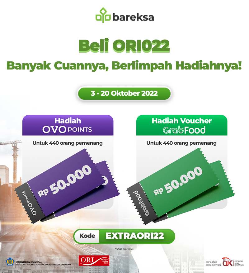 Beli ORI022 di Bareksa, Raih OVO Points dan Voucher GrabFood Rp50 Ribu