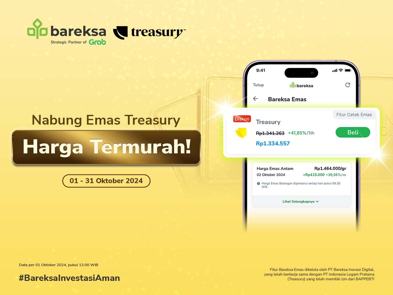 Harga Emas Masih Kuat, Beli Bareksa Emas Treasury Malah Dapat Diskon!