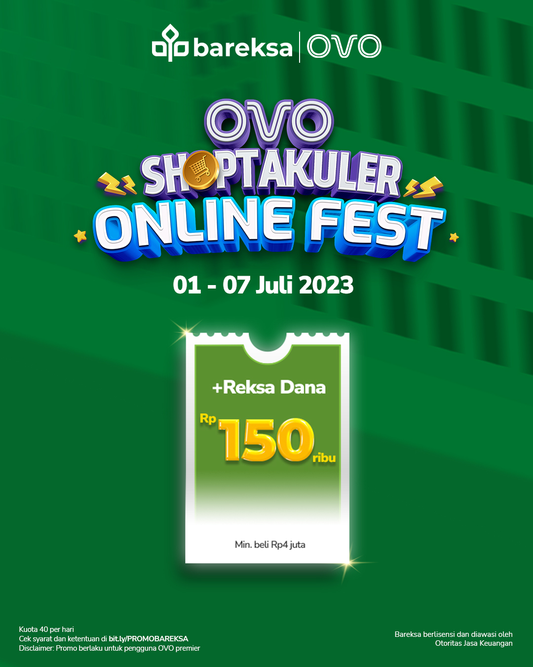 Promo Bareksa OVO Shoptakuler Juli 2023, Investasi Berhadiah Reksadana Rp150 Ribu