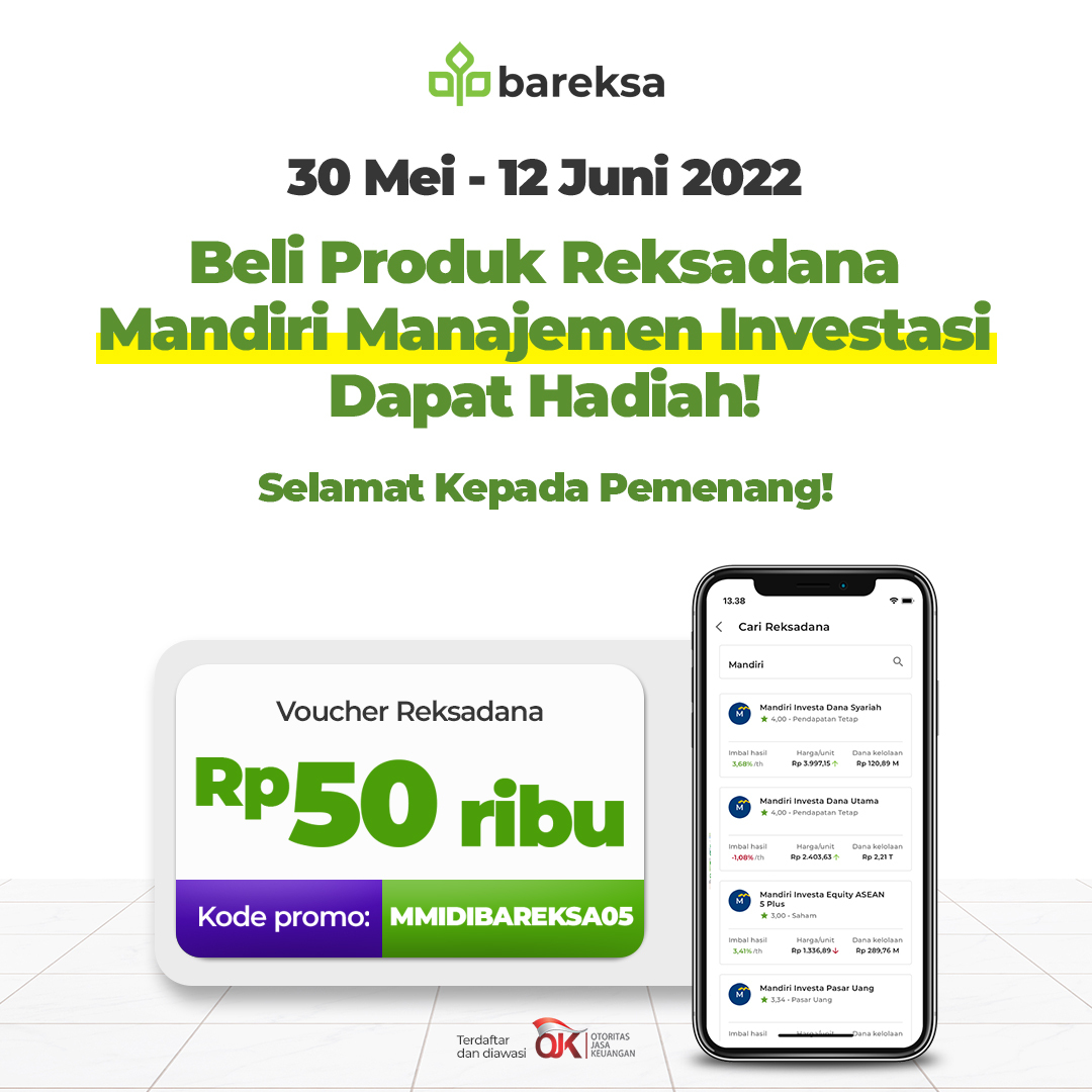 Selamat! Ini Pemenang Promo Mandiri Investasi di Bareksa Berhadiah Reksadana Rp50 Ribu