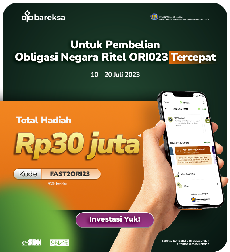 Promo Investasi SBN Ritel ORI023 di Bareksa, Raih Hadiah Reksadana hingga Rp10 Juta