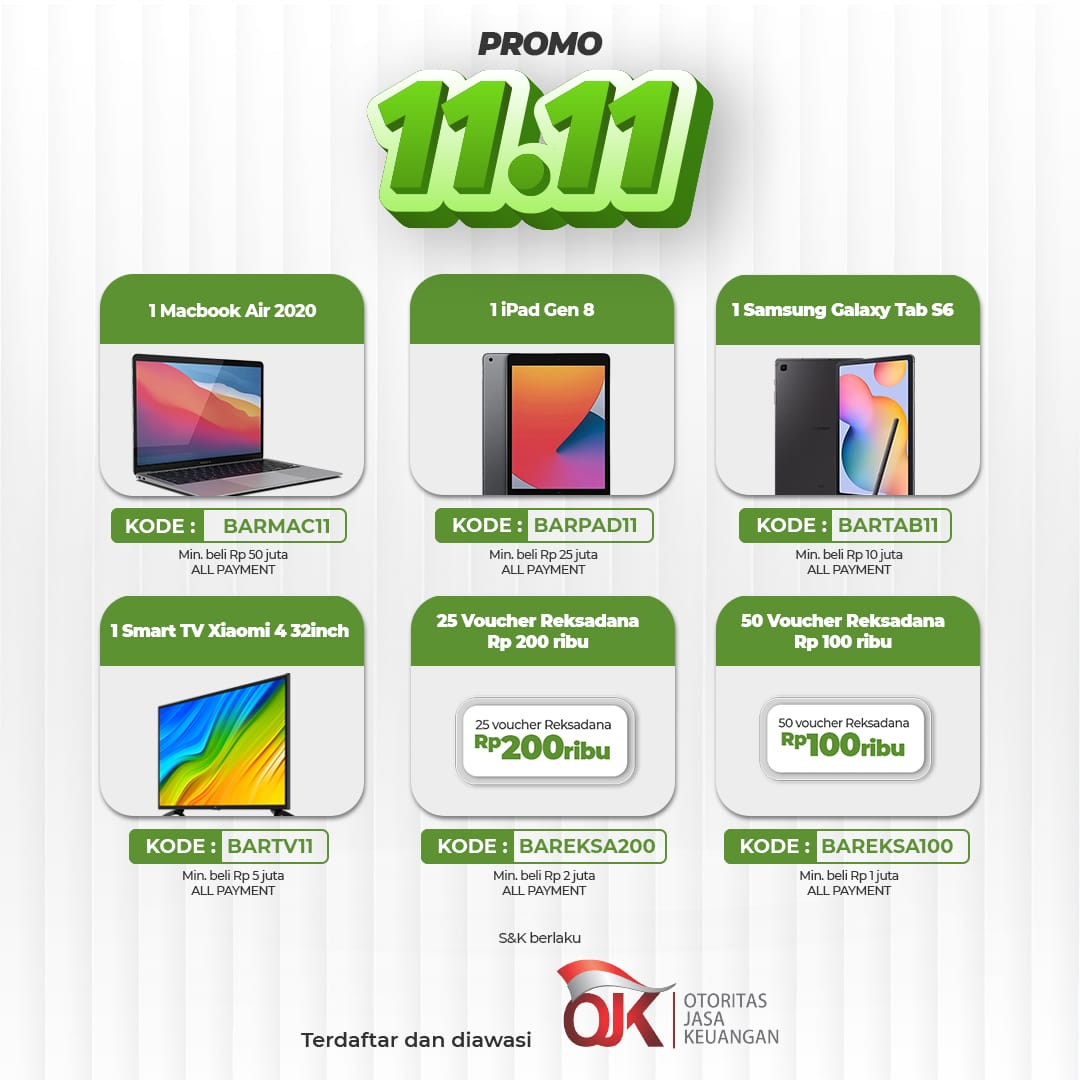 Gemerlap 11.11, Investasi Reksadana Berhadiah Macbook Air, iPad Gen, hingga Samsung Galaxy Tab