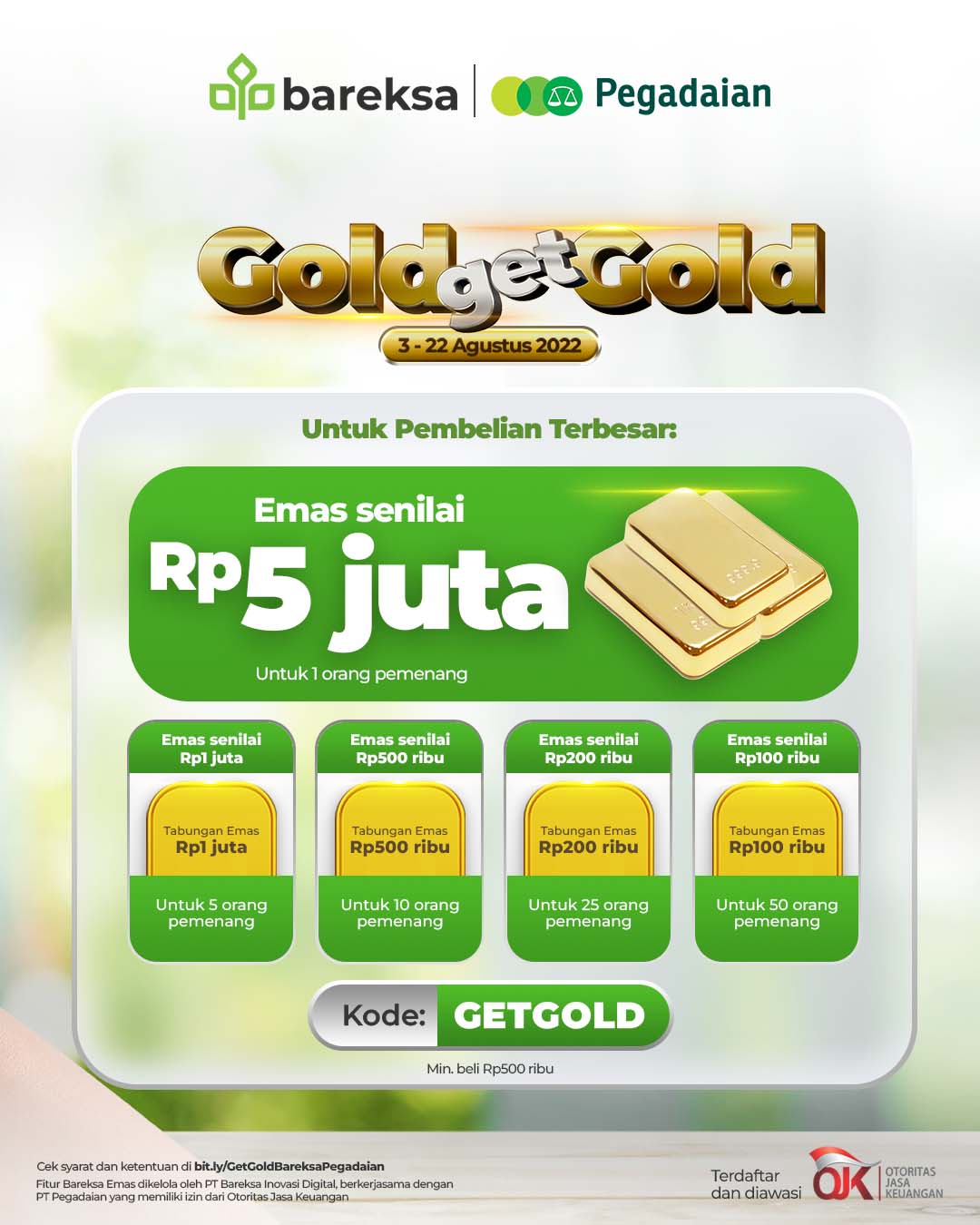 Beli Emas Bisa Dapat Hadiah Tabungan Emas Pegadaian hingga Rp5 Juta