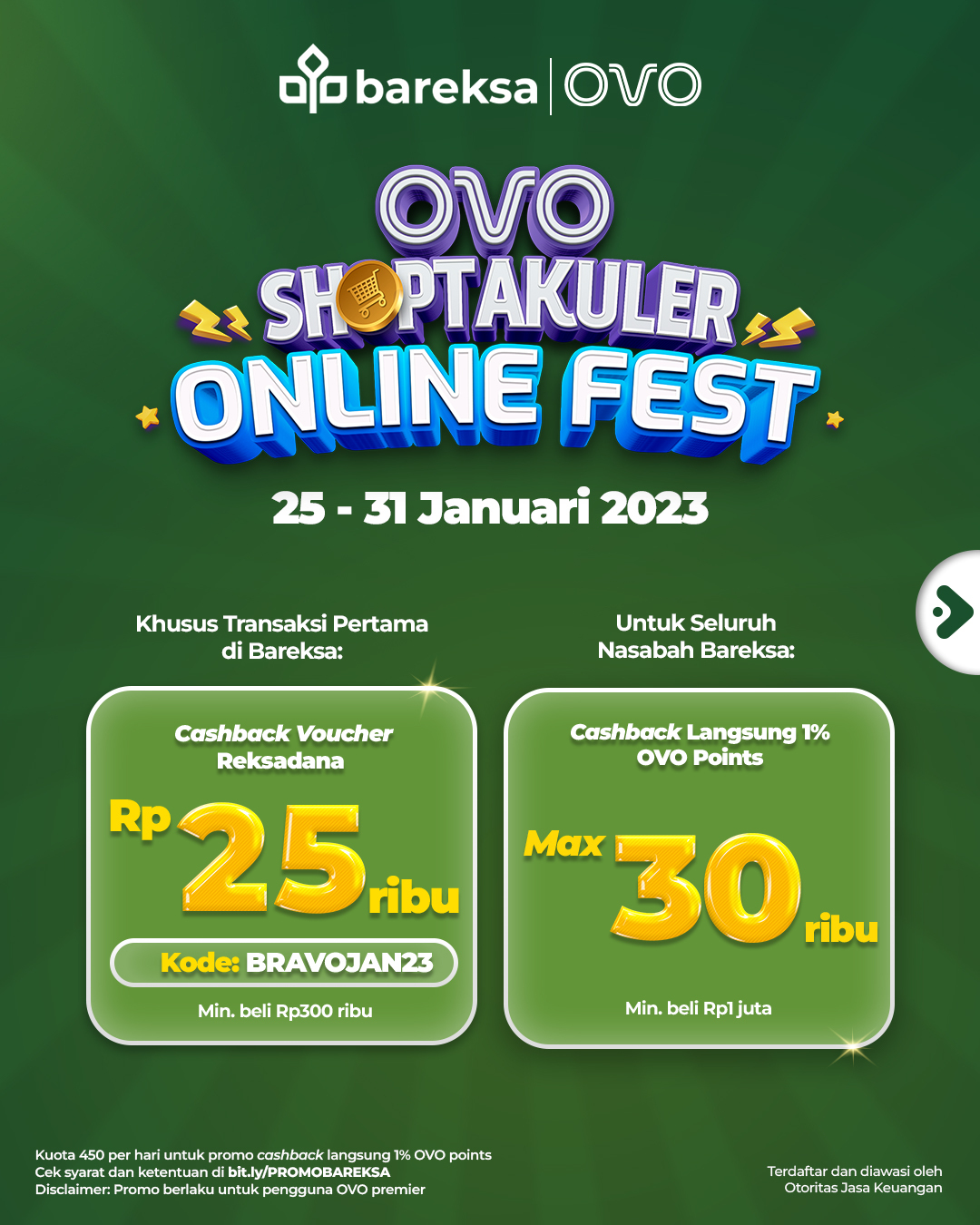 Promo OVO di Bareksa, Investasi Bisa Raih Cashback Instan Rp30 Ribu dan Reksadana