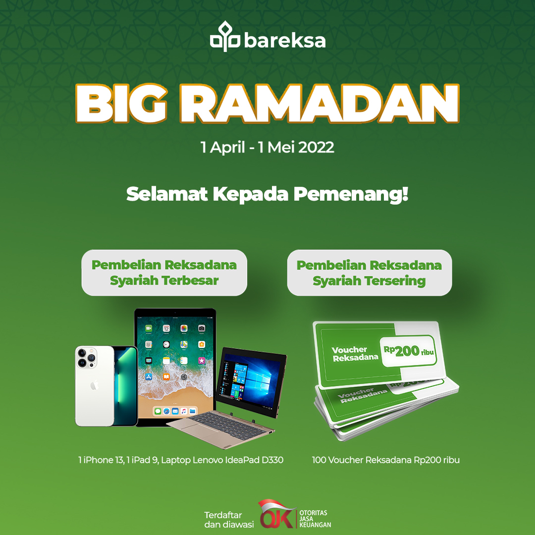 Selamat! Ini Pemenang Promo Big Ramadan Berhadiah iPhone, iPad, Laptop dan Reksadana