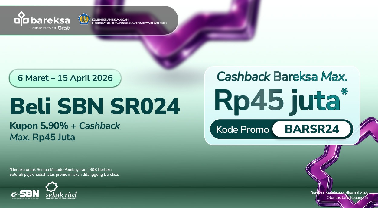 Promo SBN Syariah: Beli Sukuk Ritel SR024 di Bareksa Berhadiah hingga Rp45 Juta