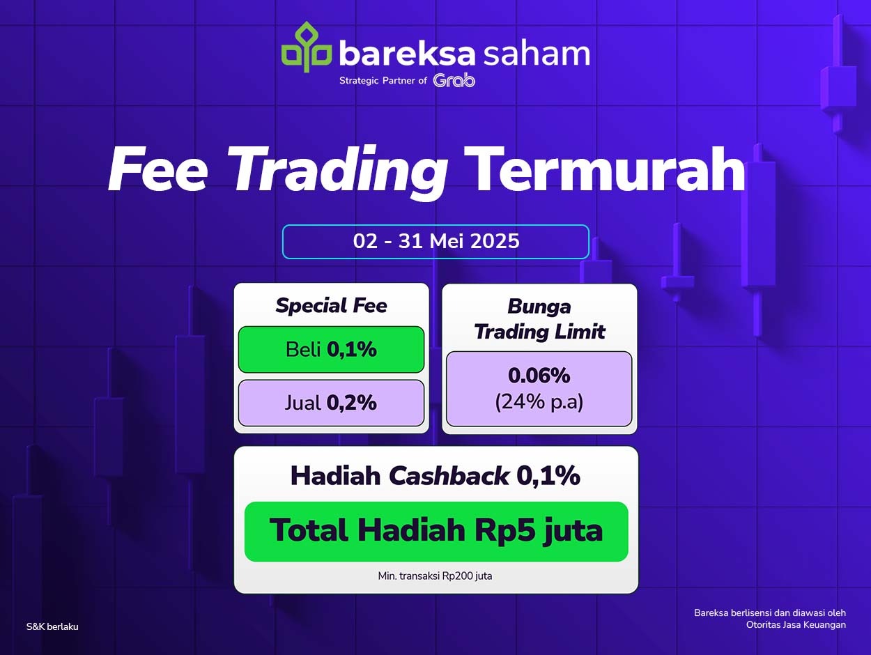 Promo Bareksa Saham: Fee Transaksi & Trading Limit Termurah, Cashback hingga Rp200 Ribu