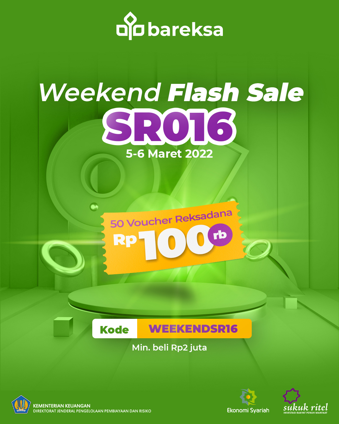 Promo Weekend Beli Sukuk SR016 di Bareksa, Raih Reksadana Rp100 Ribu