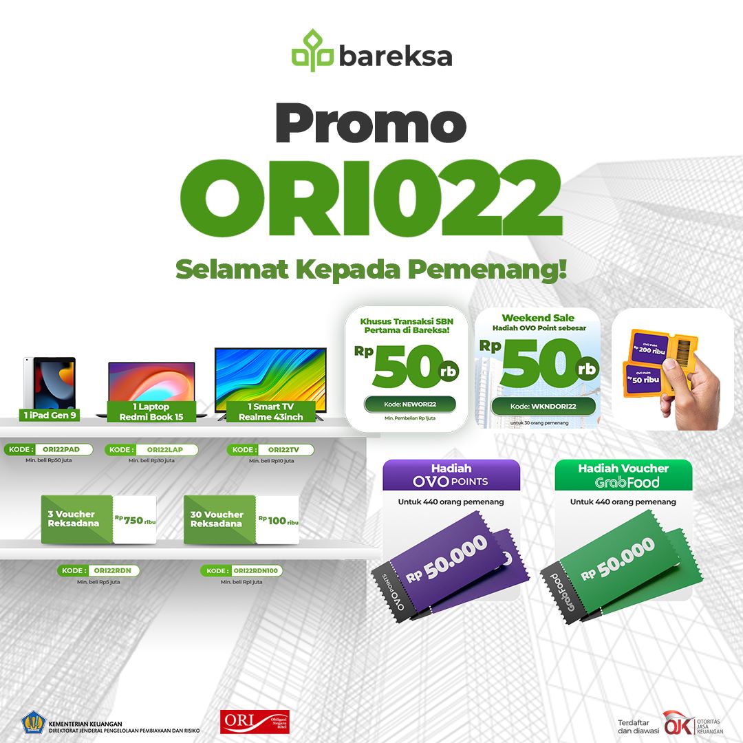 Selamat! Ini Daftar Pemenang Promo ORI022 di Bareksa Berhadiah iPad, Laptop hingga Reksadana