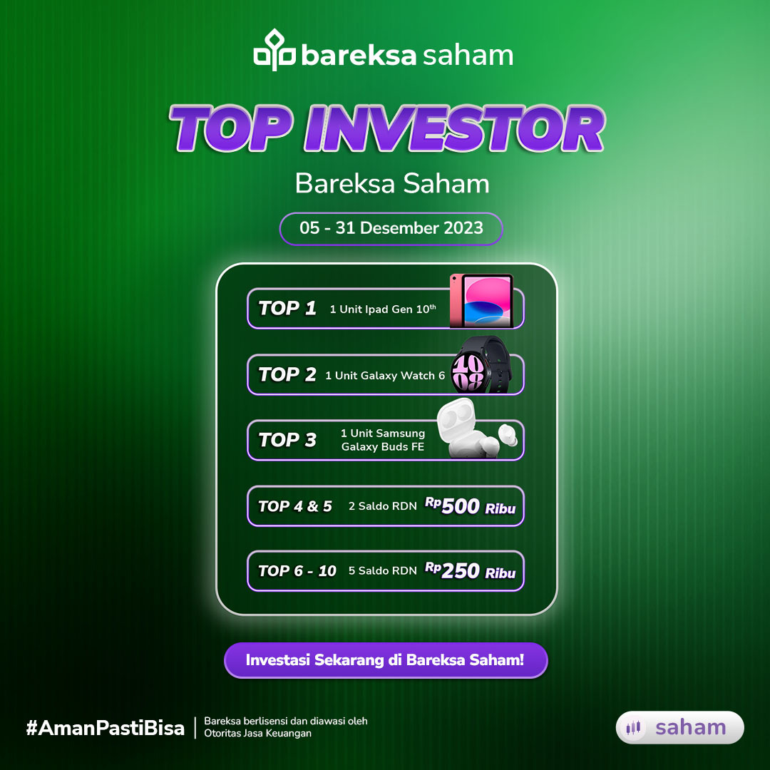 Promo Top Investor Bareksa Saham: Aktif Trading Bisa Raih Hadiah iPad hingga Saldo RDN