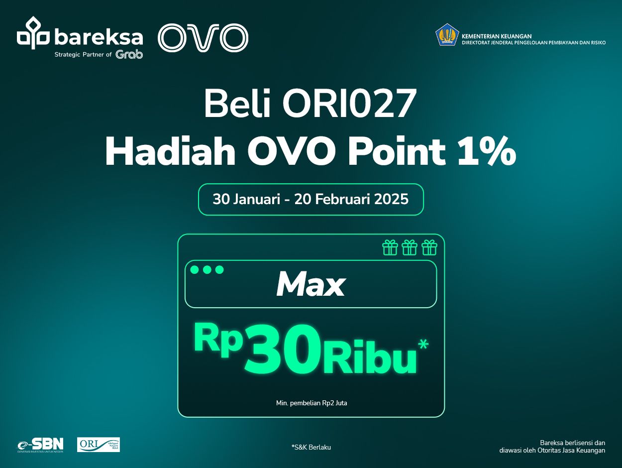 Promo OVO SBN Ritel: Investasi ORI027 Pakai OVO Berhadiah hingga Rp30 Ribu