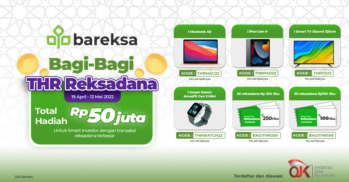 Promo THR Bareksa, Beli Reksadana Raih Hadiah Total Rp50 Juta